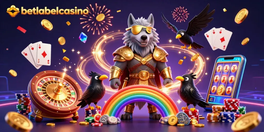 Experience the thrill of betlabelcasino with a vibrant 3D illustration of a mystical casino adventure.